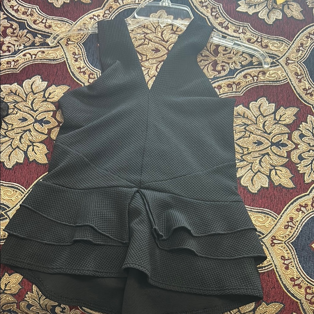 Bebe Black Criss Cross  Ruffled Tank Top